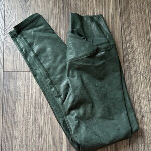 Aerie Dark Green Faux Leather Leggings